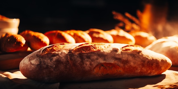 Bread in front of a fire