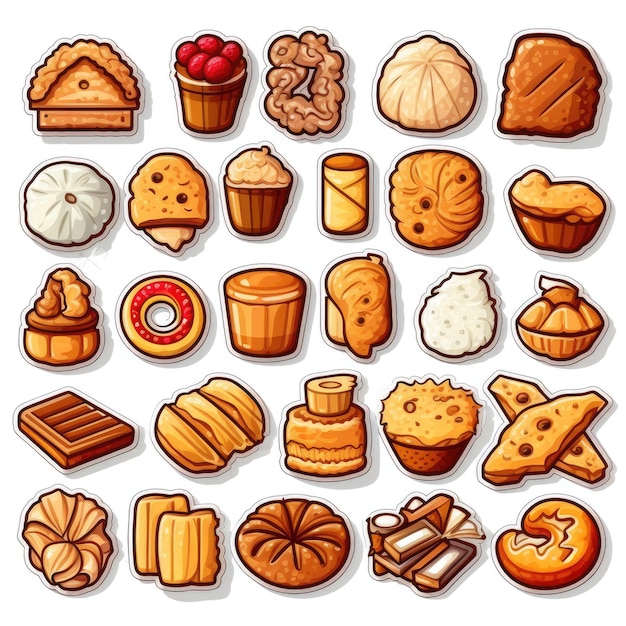 Bread icons set sticker on white background