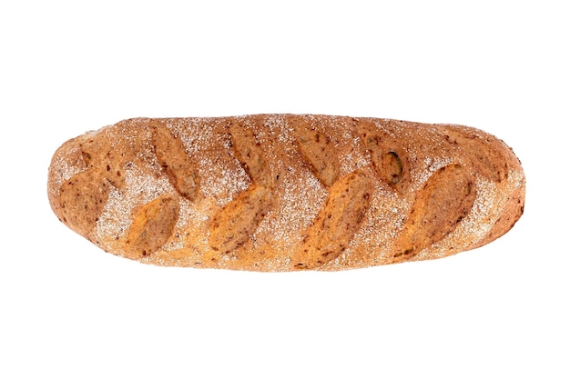 Хлеб изолирован на белом фоне Вид сверху на выпечку Плоская планировка Концепция питания