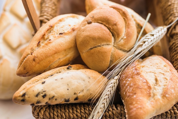 Photo bread loafs with wheat branches