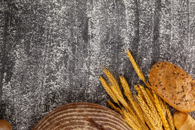 Bread loaves with wheat grains