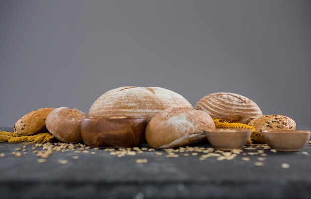 Bread loaves with wheat grains