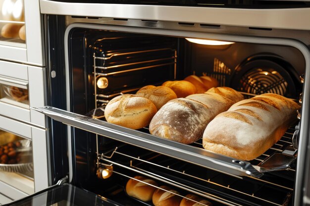 Foto la padronanza della cottura del pane in un forno elettrico all'avanguardia