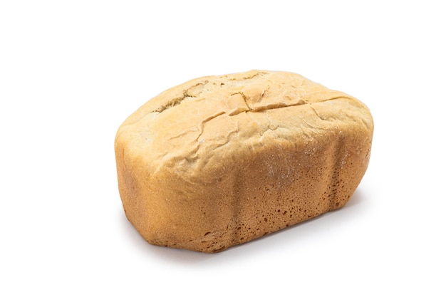 Bread mold made with a domestic bread machine on a white background