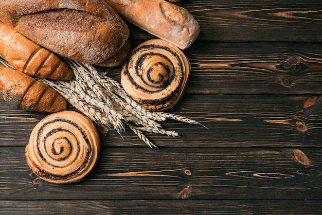 Pane e pasticceria. brioche. sfondo di panetteria.