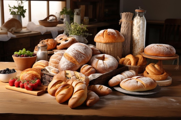 Photo bread and pastry products with customer