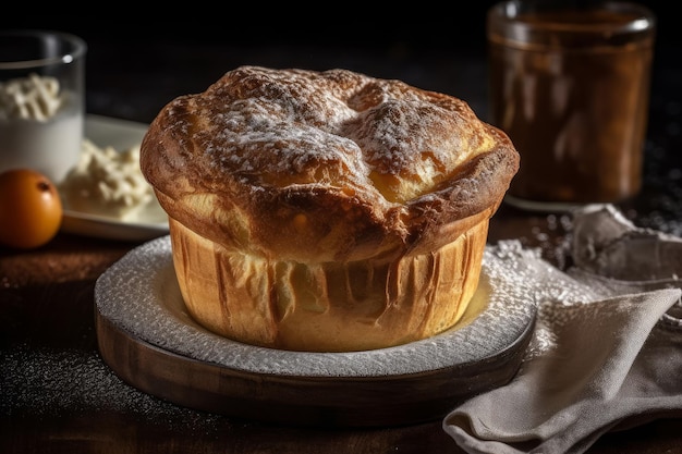 A bread pot with a buttery pastry on it