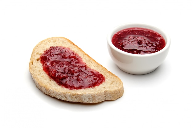 Bread and raspberry jam