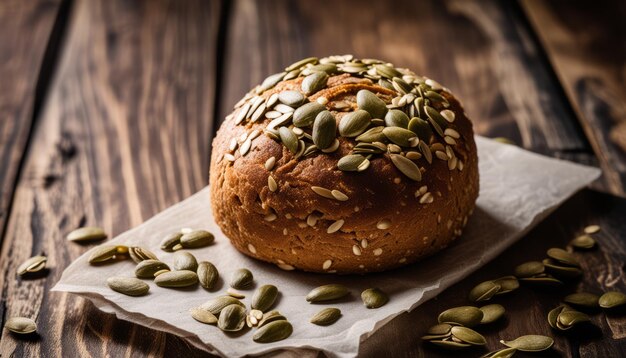 Photo a bread roll with seeds on top