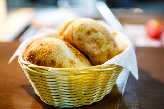 Bread round things lying in the basket