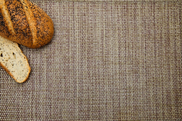 bread on sackcloth and rustic