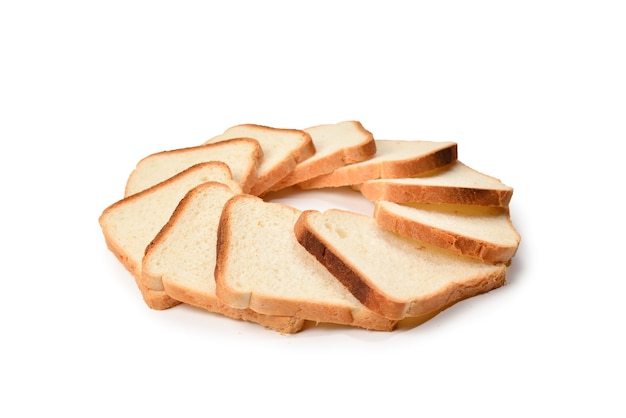 Photo bread slices isolated on white background.