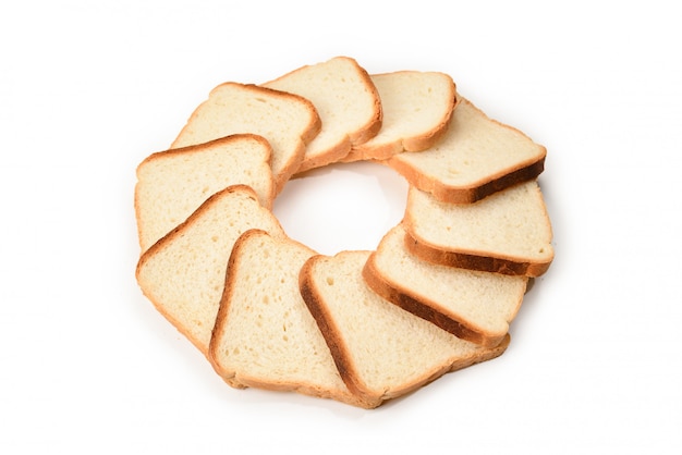 Bread slices isolated on white.