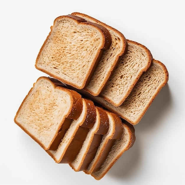 Bread slices on white background