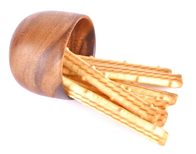 Bread sticks on white background