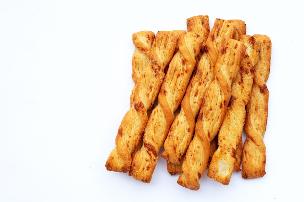 Bread sticks on white background