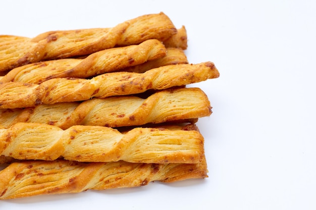 Bread sticks on white background