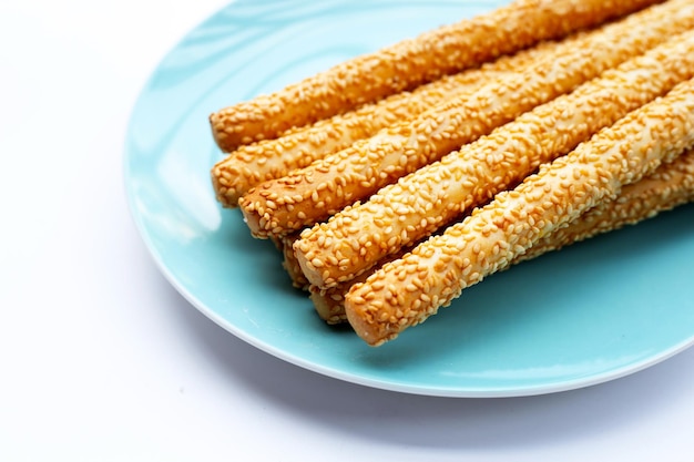 Bread sticks on white background