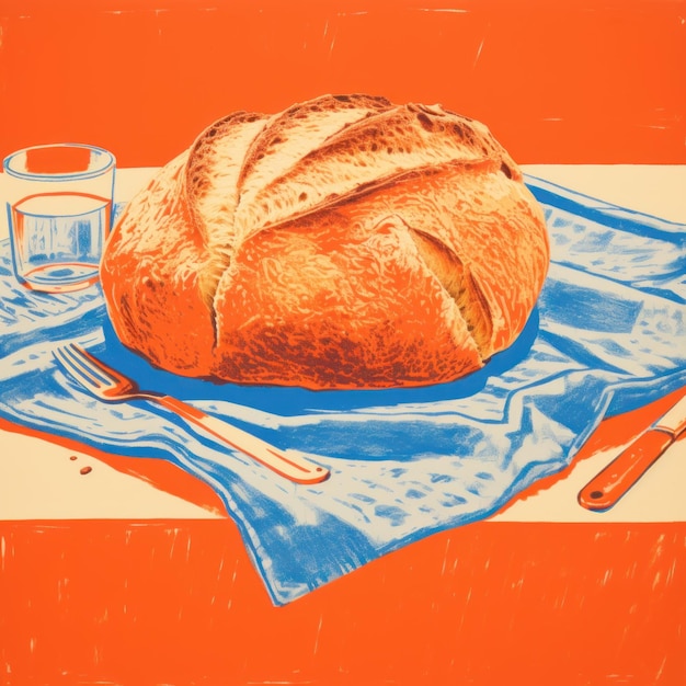 Bread on the table in retro style generative ai