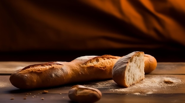 Bread on a table with a pillow behind it