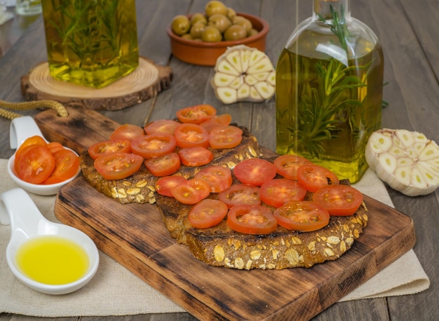 bread toast with cherry tomato