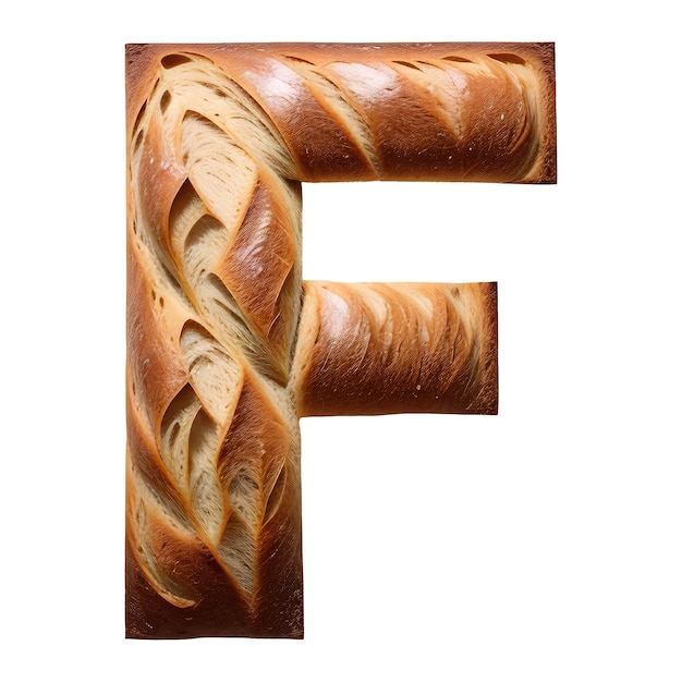 Bread typography text design uppercase alphabet F