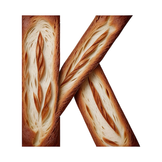 Photo bread typography text design uppercase alphabet k