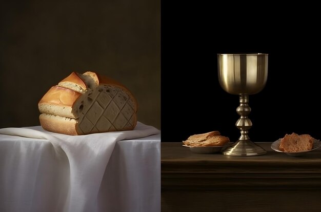 Photo bread and wine food background