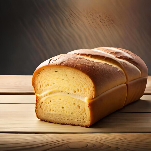 Bread with butter on the wooden table