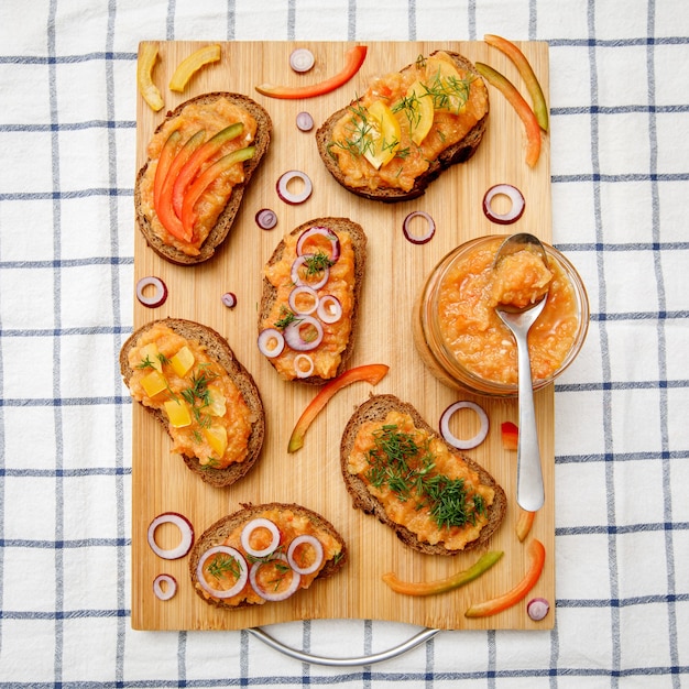 Bread with homemade vegetable caviar