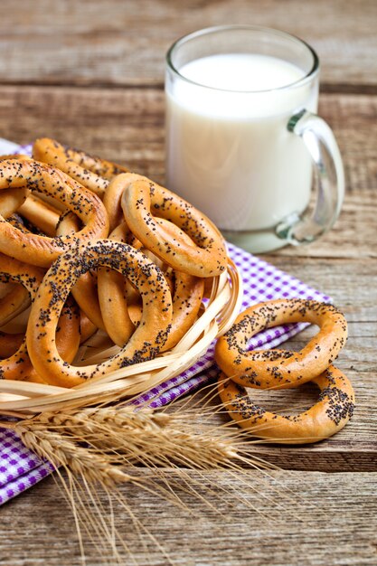 Bread with kitchen accessories on the table