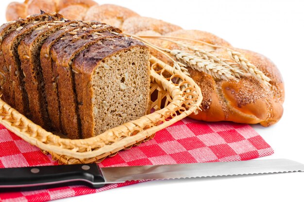 Bread with kitchen accessories on the table