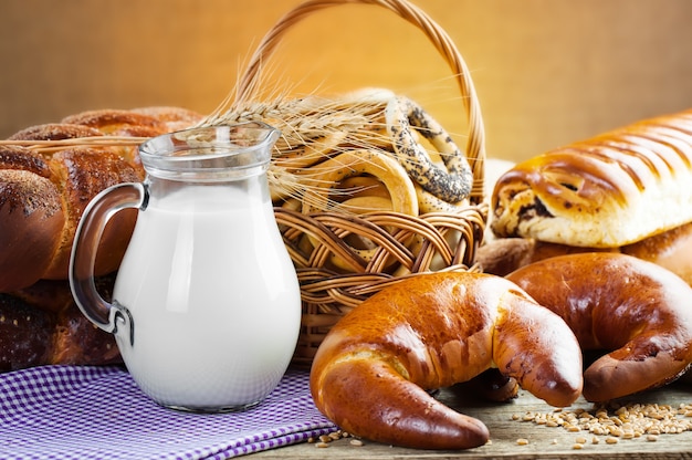 Bread with kitchen accessories on the table