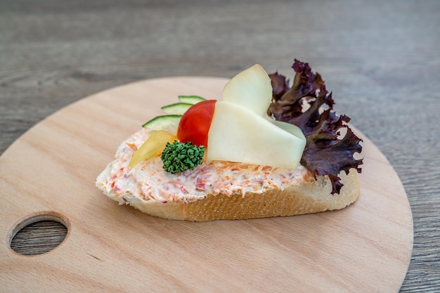 Bread with salad vegetables and egg