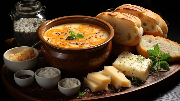 Premium AI Image | Bread With Soup