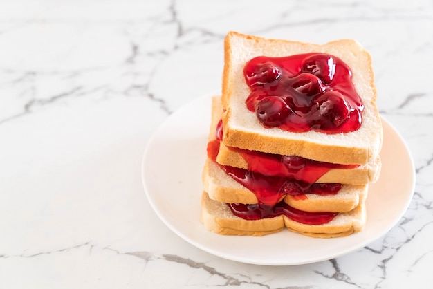 Bread with strawberry jam