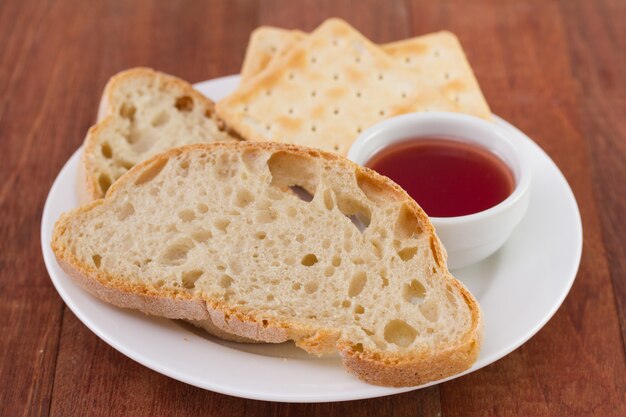 Bread with strawberry jam