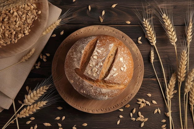 Bread with Wheat Ears Generative AI