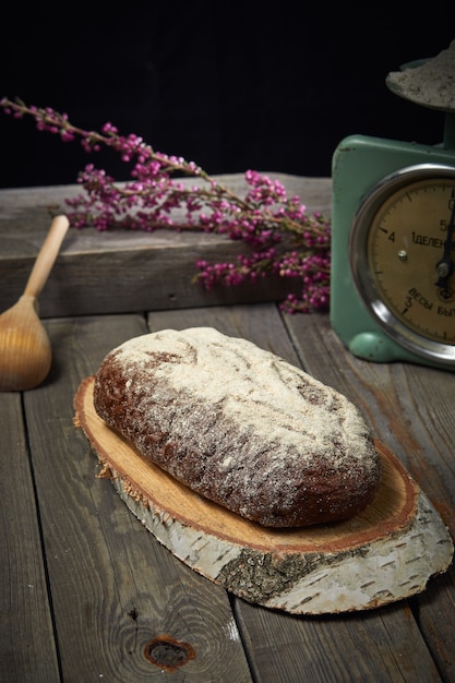 Bread on a wood plate