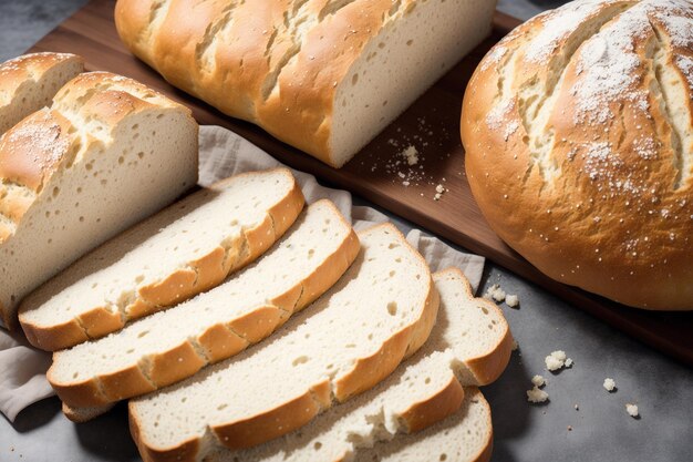 Bread on a wooden board with breads on it