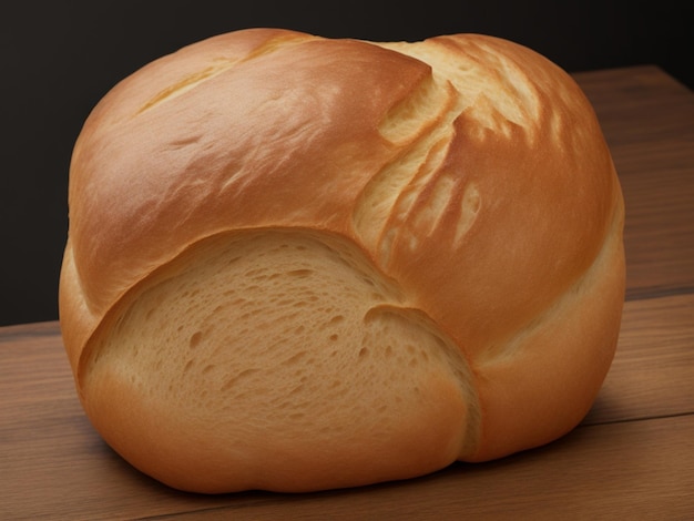 bread on wooden table with black background