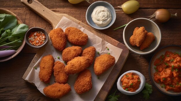 パンで焼いた魚のフィレットとハッシュパッピー