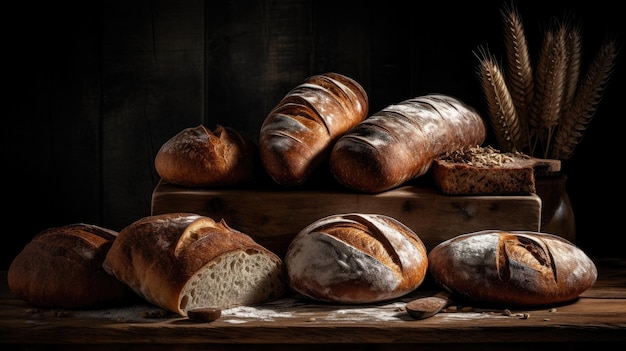 テーブルの上のパンとパン