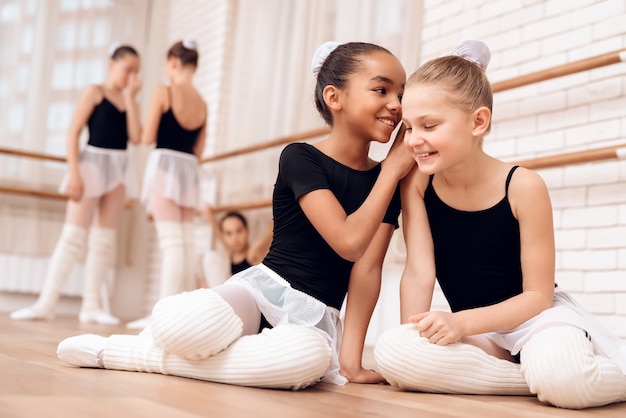 Break during Ballet Class Happy Kids Talking.