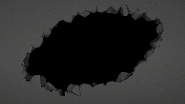 break in the black wall in the form of an oval, 3d illustration