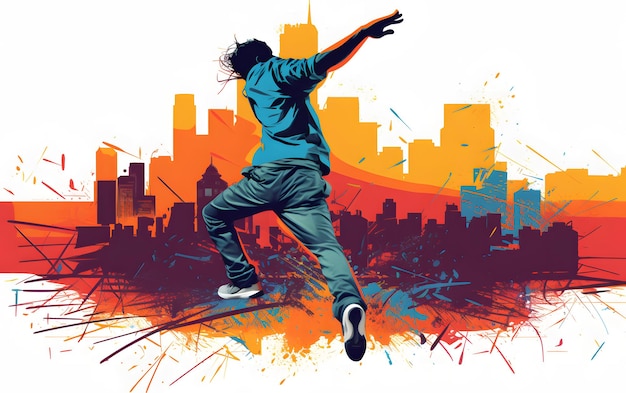 Photo break dance olympic games sports with copy space background street dancing