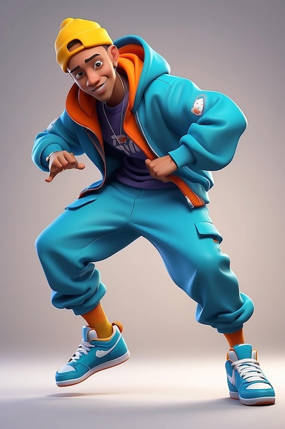 Breakdancer Cartoon Character 3D Animation Illustration Guide