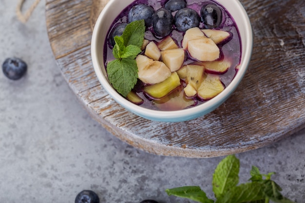 Breakfast acai smoothie bowl for healthy lifestyle