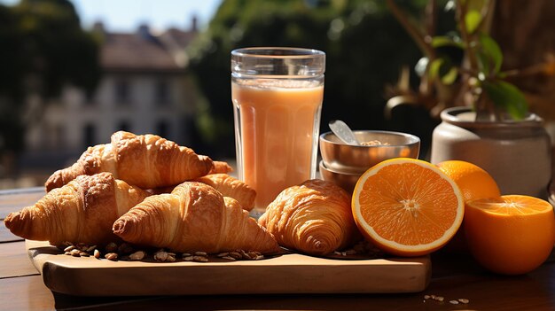 Foto colazione a letto con tè e pasticcini