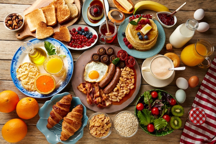 Photo breakfast buffet full continental and english